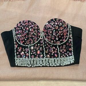 Bustier with rhinestones